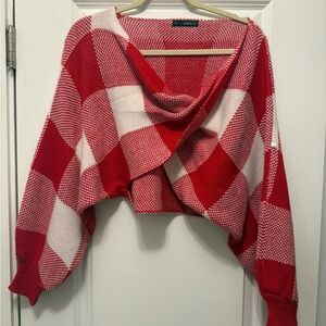 Zaful Red and White Checkered Sweater